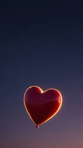 Glowing Red Heart Balloon at Twilight