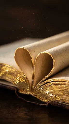 Antique Gilded Book With Heart Pages