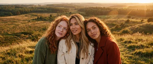 Three Diverse Women in Golden Hour Light
