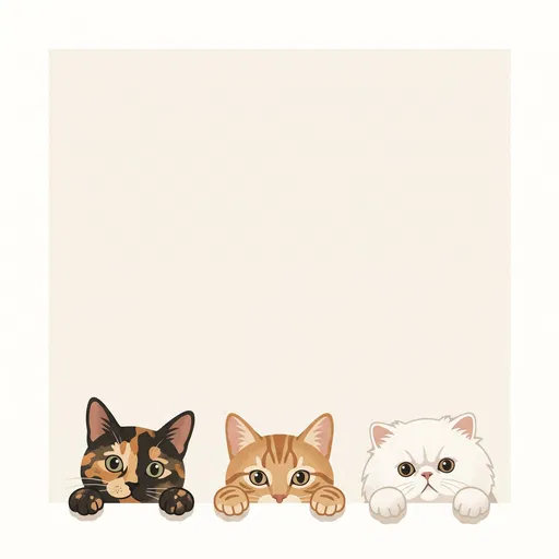 Three Cats Peeking Over Frame Edge