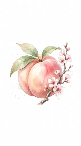 Watercolor Blush Peach and Blossoms Clipart
