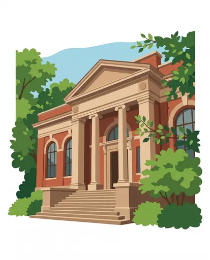 Classic Brick Library Building Vector Clipart