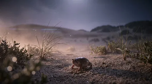 Desert Rain Frog on Misty Night Dunes