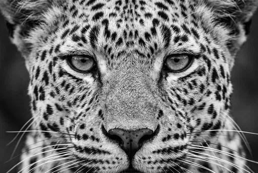 Black and White Leopard Close-Up Portrait