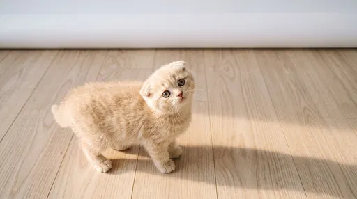 Cream Scottish Fold Kitten Looking Up