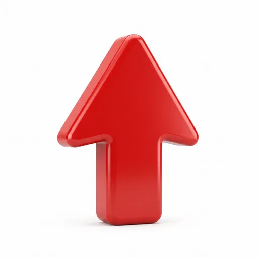 Glossy Red 3D Upward Arrow