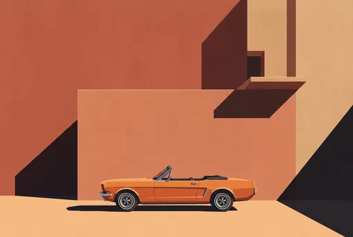 Minimalist Orange Convertible Against Terracotta Architecture