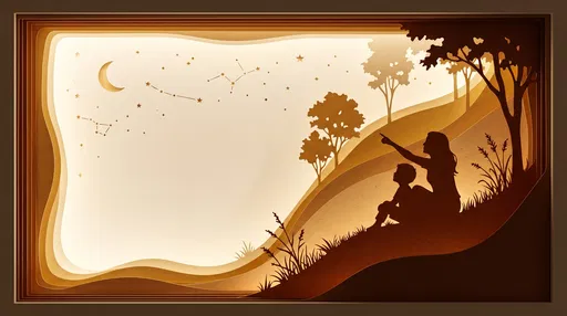 Mother and Child Stargazing Paper Cut