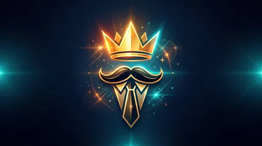 Glowing Crown Mustache and Tie Emblem