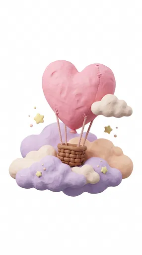 Clay Heart Hot Air Balloon Clipart