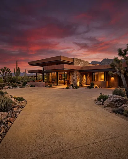 Modern Luxury Desert Home at Sunset