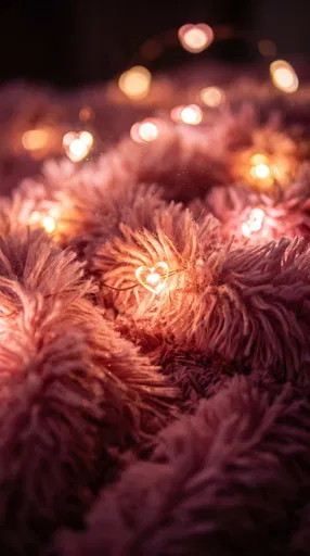 Glowing Heart Lights on Pink Fur