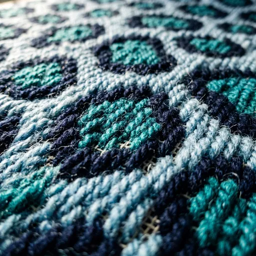 Blue and Teal Needlepoint Leopard Pattern Macro