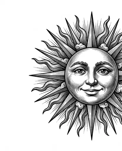 Vintage Engraving Smiling Sun Illustration