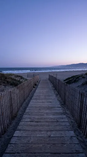 Wooden Beach Boardwalk at Blue Hour