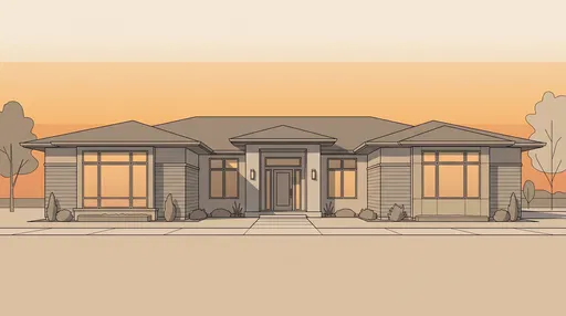 Minimalist Ranch House Architectural Elevation
