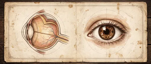 Vintage Anatomical Human Eye Illustration on Parchment