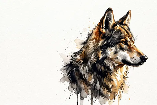 Watercolor Wolfdog Profile Illustration
