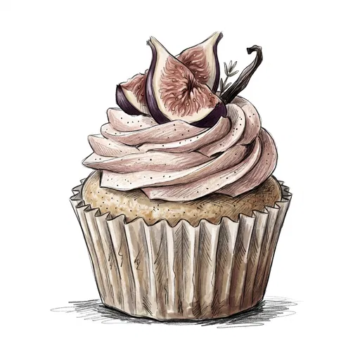 Rustic Fig and Vanilla Cupcake Illustration