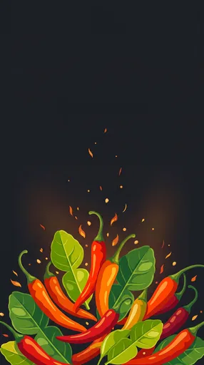 Spicy Thai Chillies and Lime Leaves Illustration