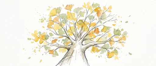 Loose Watercolor Ginkgo Tree Illustration