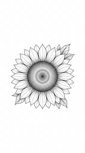 Fine Line Sunflower Tattoo Style Illustration