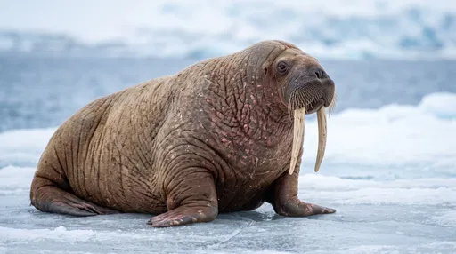 Atlantic Walrus Resting on Polar Ice
