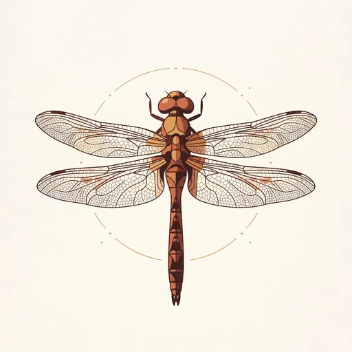 Earth Tone Geometric Dragonfly Illustration