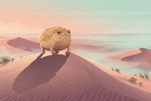 Grumpy Desert Rain Frog on Dune