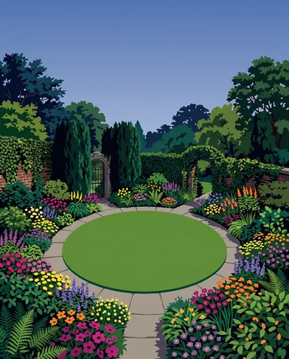 Flat Illustration of Secret Circular Garden