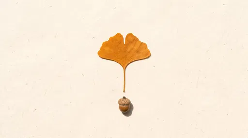 Minimalist Ginkgo Leaf and Acorn Flat Lay
