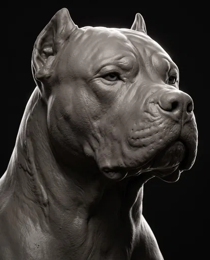 3D Clay Sculpt of Dogo Argentino Head
