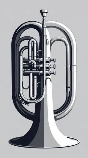 Monochrome Vector Illustration of Upright Mellophone