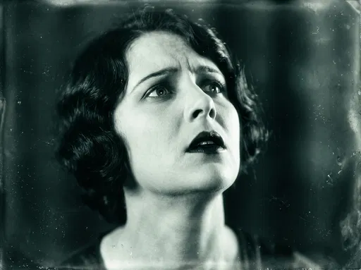 Vintage Monochrome Portrait of Fearful Woman