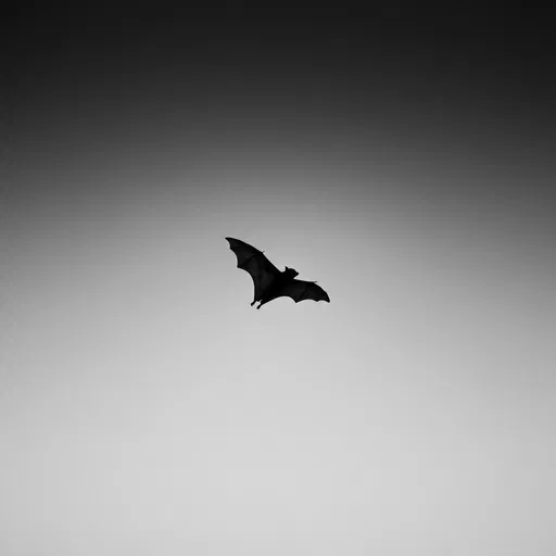 Monochrome Silhouette of Flying Fox in Flight