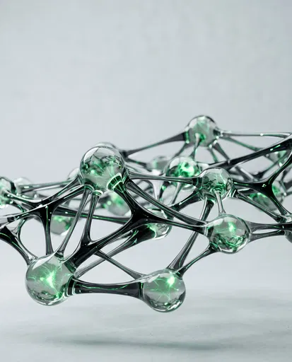 Abstract Glass Neural Network Sculpture