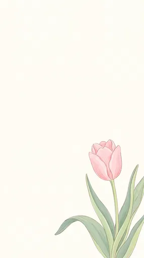 Pastel Pink Tulip Illustration with Copy Space