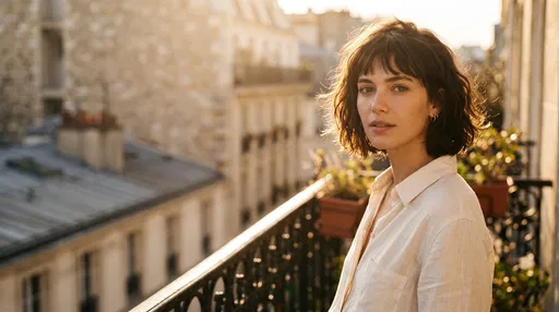 Woman With French Bob On Balcony