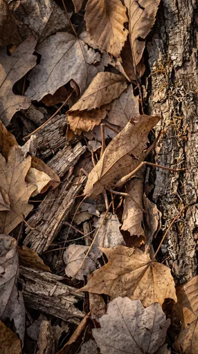 Camouflaged Dead Leaf Katydid on Bark