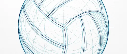 Geometric Wireframe Volleyball Technical Drawing