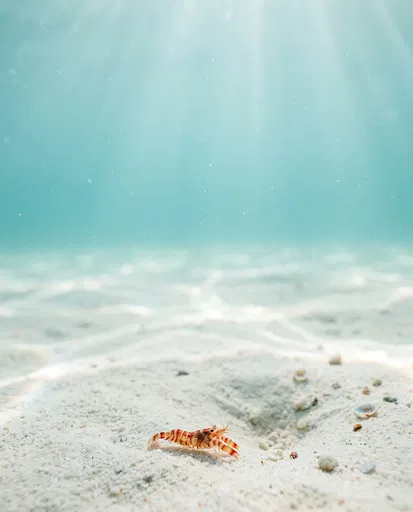Striped Pistol Shrimp on Sandy Seabed