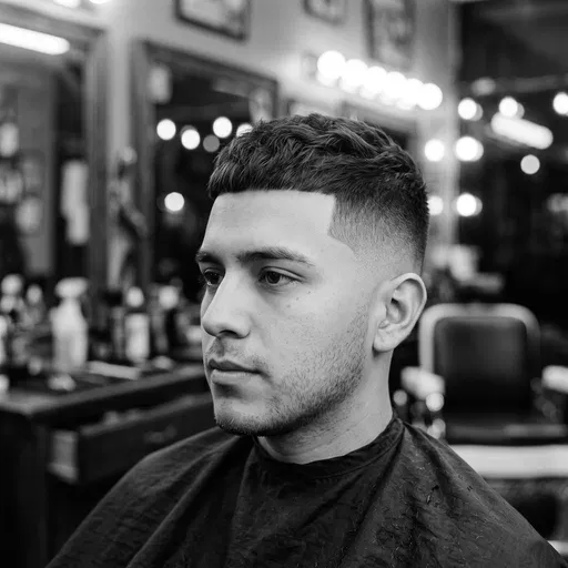Monochrome Portrait of Man with Fade Haircut