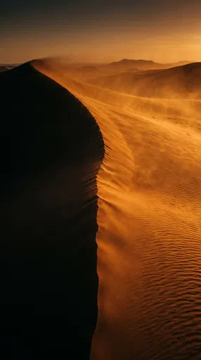 Golden Desert Sand Dunes at Dusk