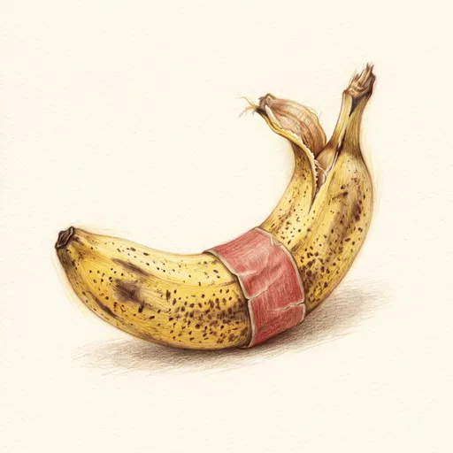 Colored Pencil Illustration of Freckled Banana