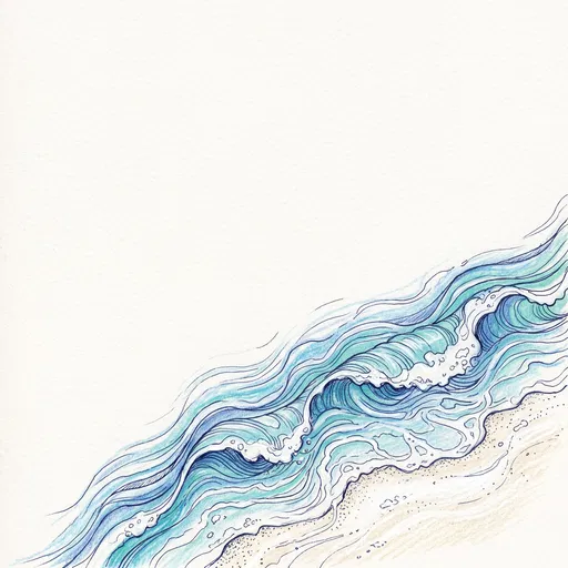 Colored Pencil Ocean Waves Illustration