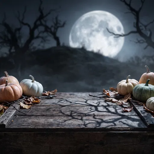 Spooky Halloween Tabletop Backdrop With Pumpkins