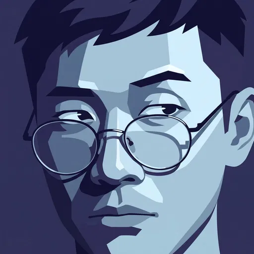 Blue Vector Portrait Man Giving Side Eye