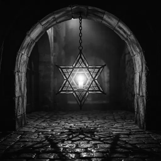 Monochrome Star of David Lantern in Archway
