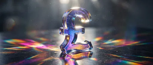 Glass Pound Symbol With Rainbow Refractions