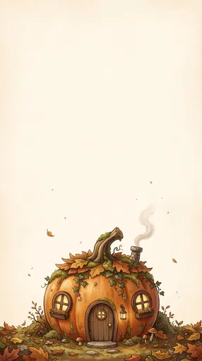 Cozy Autumn Pumpkin Cottage Illustration